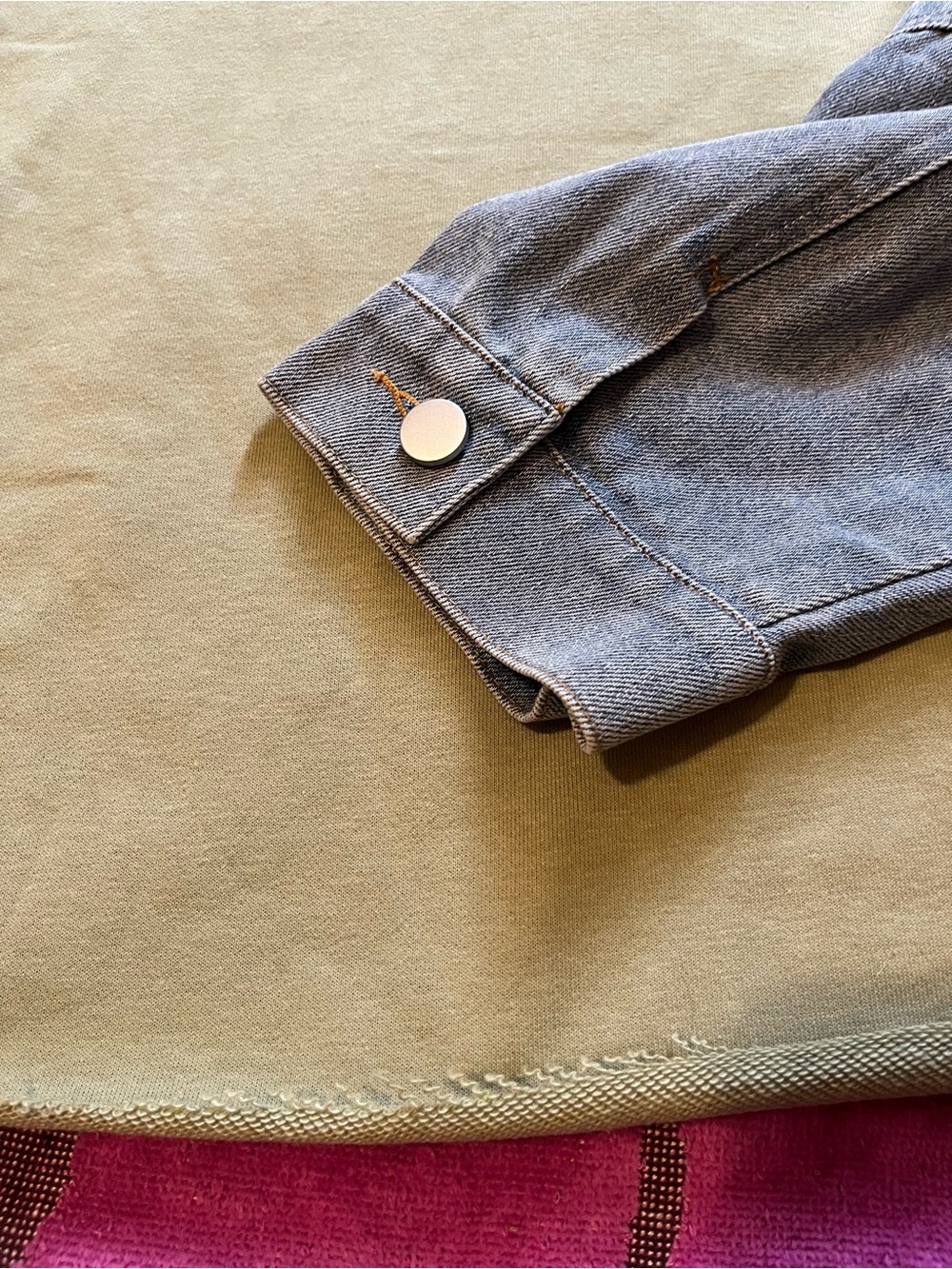 Denim Sleeve Mixed Media Sweatshirt - Picture 4 of 12